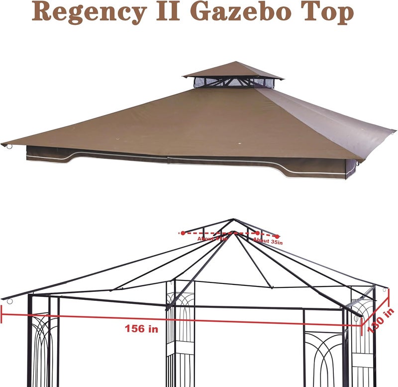 SCOCANOPY Replacement Gazebo Canopy for 10 x 12 Regency II Patio Gazebo Model L-GZ798PST,A101004104,A101004105,(Brown) - Image 3